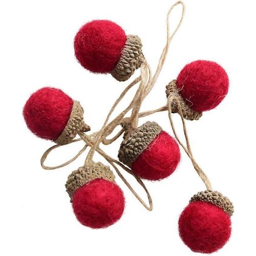 Décorations Noël Feutre - Guirlande Glands Rouge