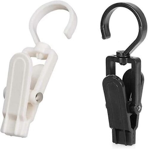 Lot 20 Crochets Linge Pivotants - 10cm Noir/Blanc Maison