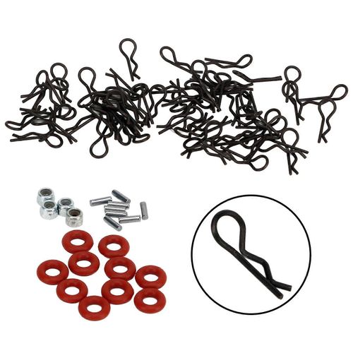 Lot de 60 Clips Carrosserie Voiture RC 12mm - Diamètre 0.6mm Démontage Facile - 1/16 1/18 Noir