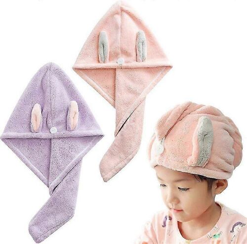 Serviette Turban Super Absorbante Séchage Rapide Cheveux - Lot De 2