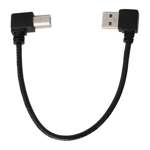 Câble USB A mâle vers USB B mâle - Longueur 20 cm - Connecteur coudé gauche - Pour imprimante et scanner - Noir