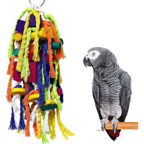 Jouets À Mâcher Perroquets Grands/Petits - Bois Déchirer Conures Gris Afrique - Cage