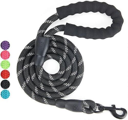 Laisse Pour Chien 1.5m - Poignée Rembourrée - Coutures Réfléchissantes Résistantes