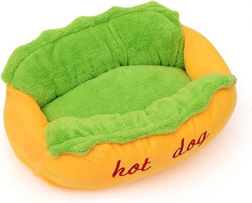 Lit Pour Chien En Forme De Hot-Dog - Tapis Amovible - Canapé Confortable Pour Chiots