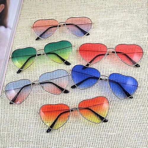 Lunettes Soleil Classiques Rétro Métal Coeur - Protection Uv Unisexe Haut Rouge Bas Jaune