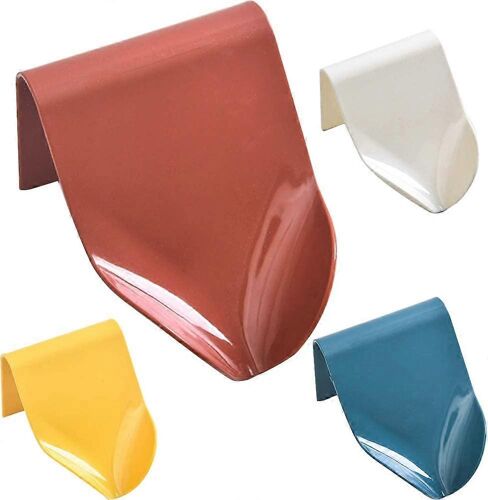 Porte-savon mural auto-drainant 4 pièces - Boîte à savon forme V - Blanc, bleu, jaune, rouge