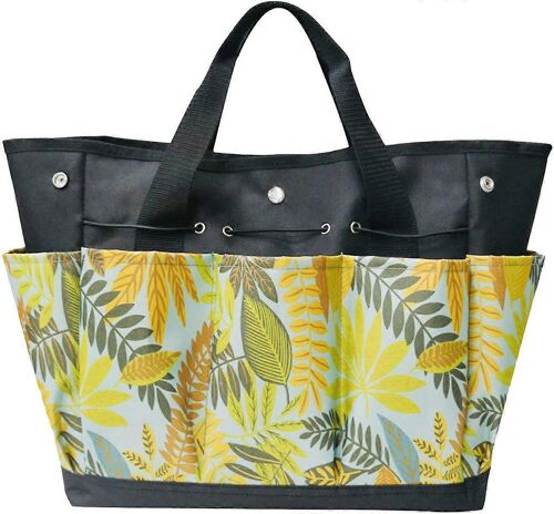 Sac à Outils Jardin Multipoches - Fourre-tout Rangement Compact - Motif Feuilles - Portable