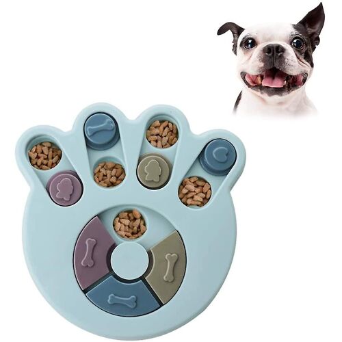Puzzle Chien Distributeur Nourriture - Jouet Interactif Durable Qi - Bleu