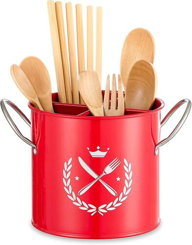Porte-Ustensiles De Cuisine Avec Bac Égouttage - Poignées Acier Inoxydable - Rangement