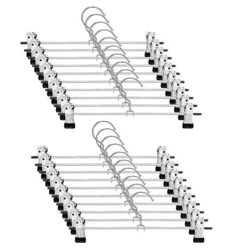 Lot de 20 cintres à pinces métal - Gain de place ultra-fins - Pour jupes