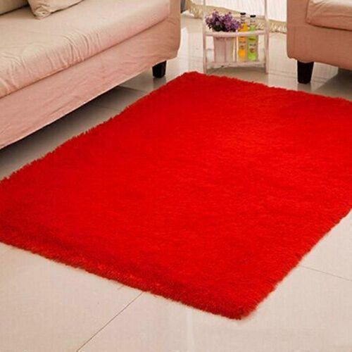 Tapis Moelleux Herbe Rouge/Verte - Chambre Antidérapant
