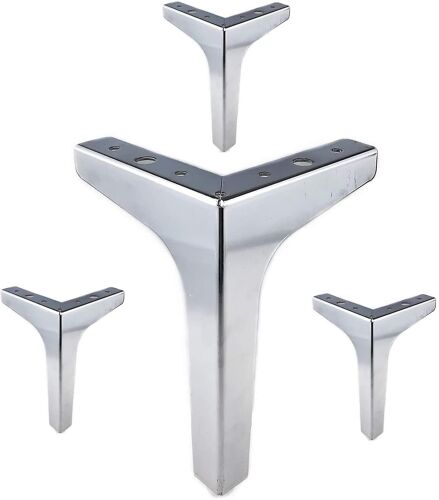 Pieds Meuble Métal Triangulaire 20x25x17cm - Style Moderne Argenté - Canapé Table