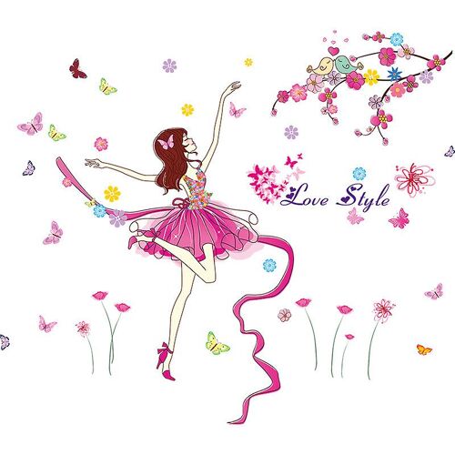 Autocollants Muraux Enfant - Fée Fleurs Papillons