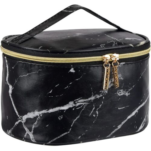 Trousse Maquillage Voyage Femme - PU Portable Étanche Marbre Noir - Rangement