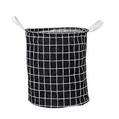 Panier Linge Rond Pliable - Coton/Lin Noir Imperméable