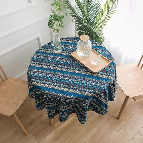 Nappe Ronde Coton Et Lin - Imprimé Circulaire - Déco Table