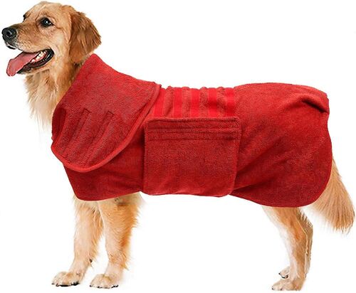 Serviette Séchage Rapide Animal Compagnie - Peignoir Chien Microfibre - Rouge 2025