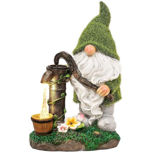 Nain Jardin Floqué 29cm Avec Éclairage Solaire - Statue Décorative Amusante - Extérieur