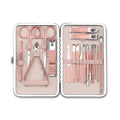 Set 18 Soins Ongles Rose Or - 3 Fonctions Manucure 