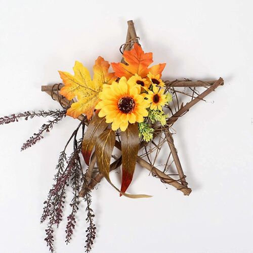 Couronne Tournesols Artificiels Bois Étoile - Déco Porte et Mariage - Style Champêtre