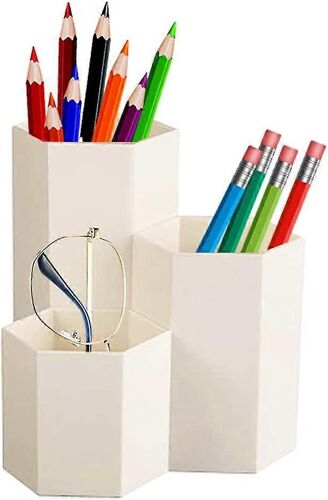 Pot À Crayons Hexagonal Plastique - Maison Bureau École - Rangement