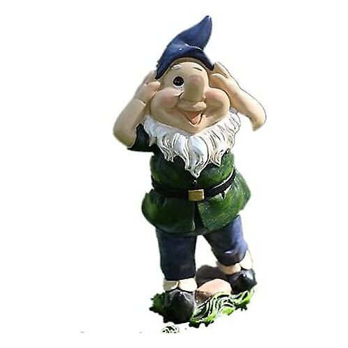 Statue Jardin Méchant Rigolo - Résine Décorative Cour Extérieur - Ornement Amusant