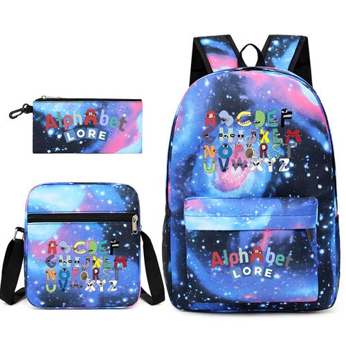 Lot de 3 Sacs à Dos,sac de rangement Imperméable et Résistant,Trousse à crayons,Cartable pour Garçon et Fille,Bleu