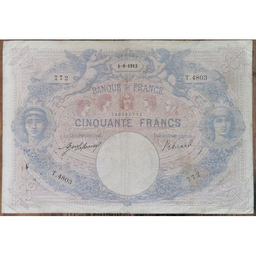 Billets 50 Francs Bleu Et Rose 1 - 9 - 1913 Banque De France T.4803