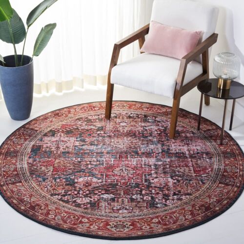 Tapis Poil De Polyester Rouge / Vert 122 X 122 Cm