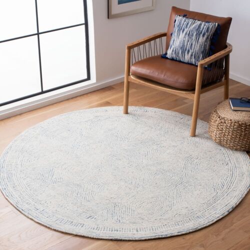 Tapis Laine Ivoire/Bleu 122 X 122 Cm