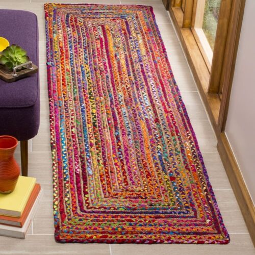 Tapis Jute/Coton Rouge/Multicolore 69 X 122 Cm