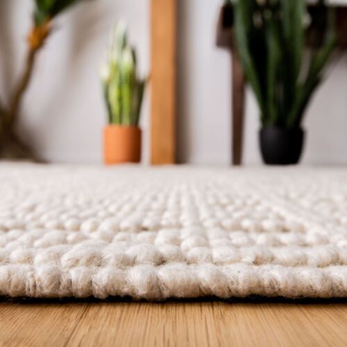 Tapis Laine Blanc 122 X 122 Cm
