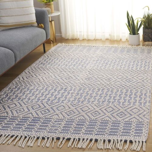 Tapis Laine Ivoire/Bleu 122 X 183 Cm