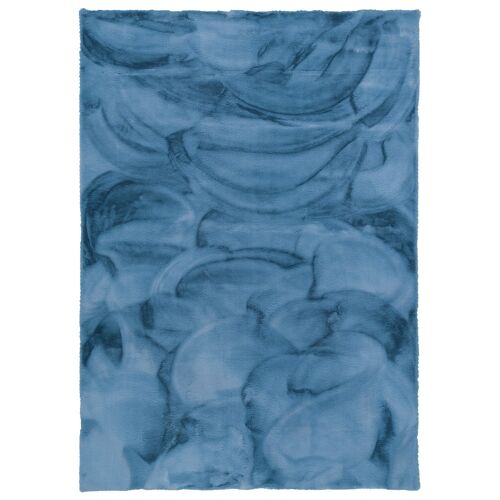 Tapis En Fausse Fourrure Bleu 140x180 Cm