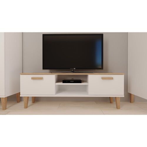 Meuble TV 120 cm stratifiés blanc