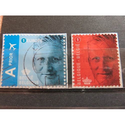 Lot De 2 Timbres Oblitérés - "Roi Philippe De Belgique" - Belgique 2013