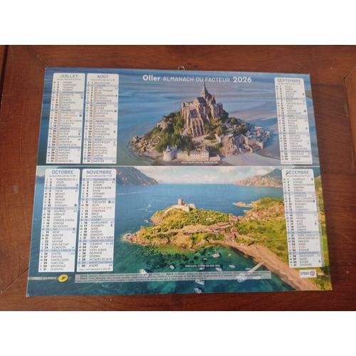 Calendrier Mont Saint Michel Girolata Mont Blanc Rocamadour Almanach Du Facteur 2026