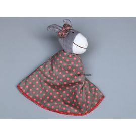 Doudou âne gris réversible bleu rose Vertbaudet