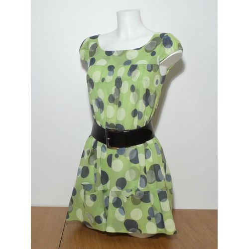 Robe/ Tunique En 100% Coton Vert Clair À Manches Courtes- Taille S- Montan