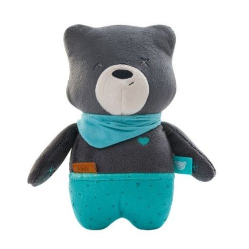 Peluche doudou 25cm MyHummy Premium bruit blanc Matt ours gris et bleu aide bébé au sommeil 5 musiques endormissement enfant automatique