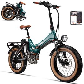 Vélo Électrique Pliable Tout-Terrain/Urbain Mihogo One 20 Pouces, Moteur 1000 W, Batterie 48 V 28,8 Ah, Vitesse Maximale 45 Km/H, Autonomie 270 Km, Freins À Disque À Huile + App - Vert