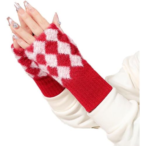 Mitaines Demi Doigts Femme,Gants En Tricotés Sans Doigts,Mitaines Courts Hiver Et Automne,Moufle À Écran Tactile Chauds,Manchons Bras Gants Pour Travail Ski Ecrire Conduire Voyage
