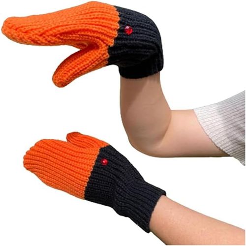 Women Mittens Winter Knitted Mittens Cute Swan Outdoor Ski Camping Mittens"".[J762]