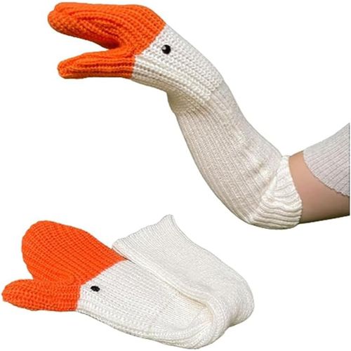 Women Mittens Winter Knitted Mittens Cute Swan Outdoor Ski Camping Mittens"".[J761]