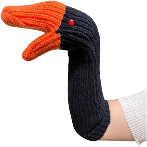 Women Mittens Winter Knitted Mittens Cute Swan Outdoor Ski Camping Mittens"".[J763]