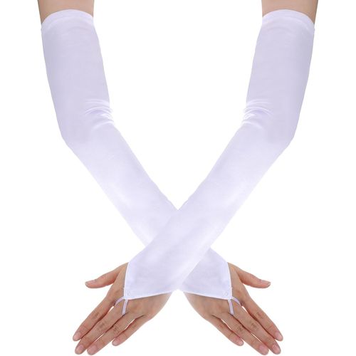 Long Fingerless Gloves For Women, White Fingerless Gloves For Women, Long White Gloves For Wedding Party, Gothic, Punk, 80s Party, Cosplay Costume Accessories