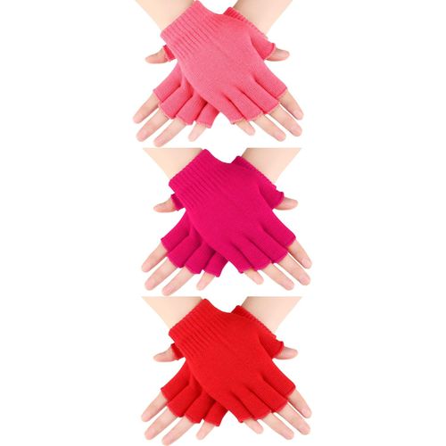 3 Pairs Half Finger Knitted Winter Gloves For Men And Women"".[J9]