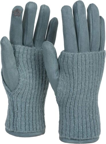 09010022 Gants en tissu pour écran tactile pour femme avec manchettes en tricot amovibles, gants chauds pour l'hiver