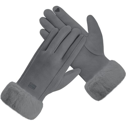 Winter Warm Gloves For Women, Soft Warm Windproof Gloves Girl, Thick Fleece Lined Gloves Warm Winter Thick Mitten, Women Warm Winter Gloves Touch Screen For Outdoor Jogging, Grey, M
