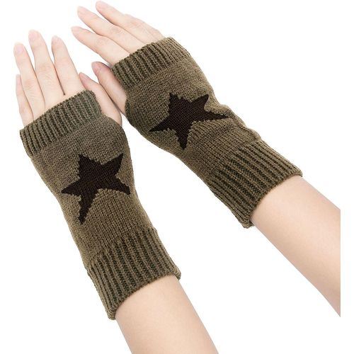 Y2k Star Pinted Knitted Fingerless Gloves With Star Print Gloves For Women Men Autumn Winter Knitted Gloves Outdoor Driving"".[J672]